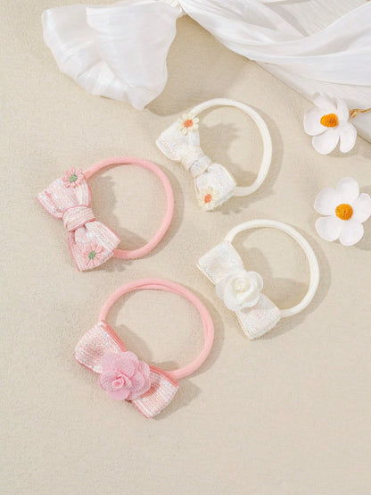 3pcs/Set Baby Girl Super Soft Elastic Nylon Flower Headbands, Suitable For Newborn And Infant Photography, Perfect For Valentine's Day (Paper Card Not Included, For Display Only)