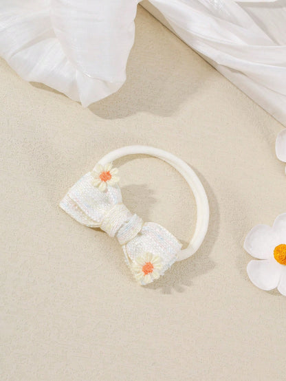 3pcs/Set Baby Girl Super Soft Elastic Nylon Flower Headbands, Suitable For Newborn And Infant Photography, Perfect For Valentine's Day (Paper Card Not Included, For Display Only)