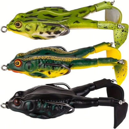 3pcs/Set Topwater Frog Duck Fishing Lures- Propeller Crankbaits With Floating Rotating Tail- Tractor Kit Accessories For Bass