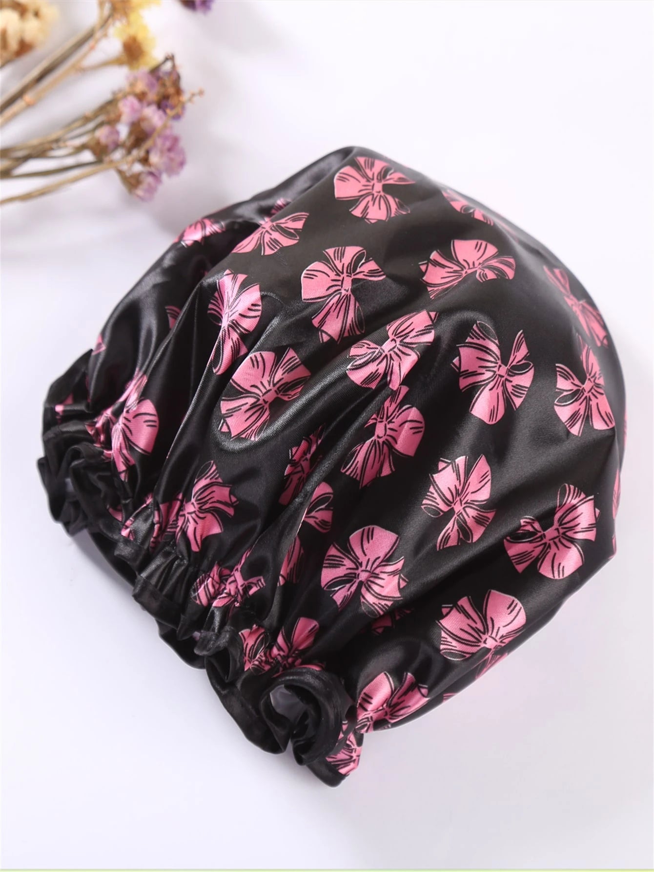 3pcs/Set Waterproof Double Layer Polka Dot Butterfly Shower Cap, Fashion Printed Bathing Cap