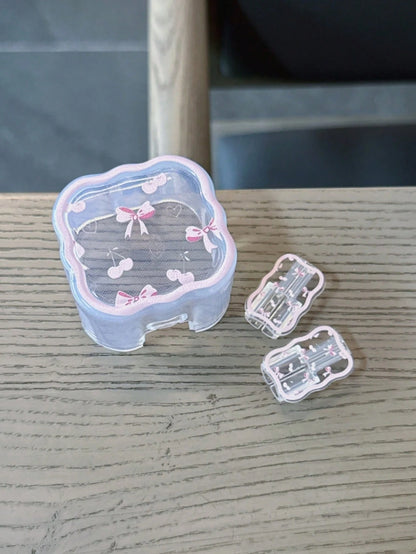 3pcs/Set Wave Pattern Charger Cable Protector Case, UV Painted Pink Bow & Cherry Design, Suitable For 20W UK Apple Fast Charger, Prevent Cable Damage