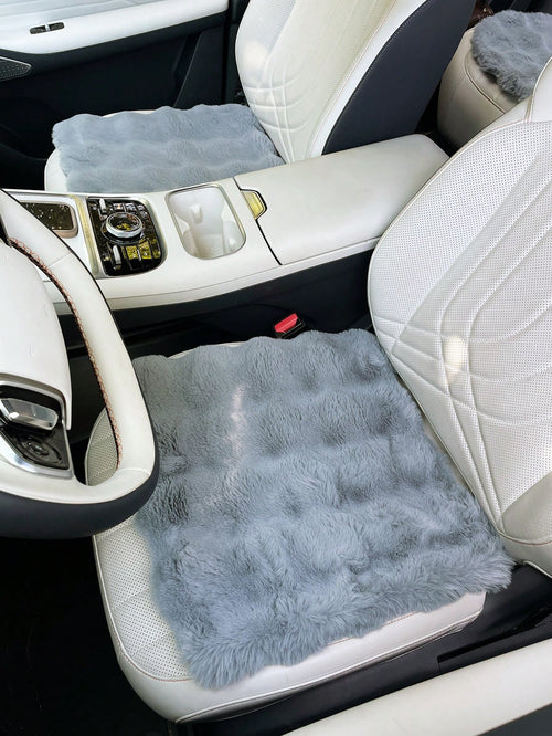 3pcs/Set Women's Plush Car Seat Cushion, Creative Car Front Seat Pad, Warm Fuzzy Seat Cover For Winter