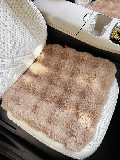 3pcs/Set Women's Plush Car Seat Cushion, Creative Car Front Seat Pad, Warm Fuzzy Seat Cover For Winter