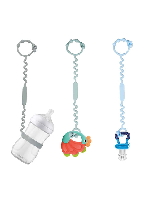 3pcs Silicone Adjustable Baby Stroller Toy Strap, Teether Toy And Cup Holder, Suitable For Strollers, High Chairs And Car Seats