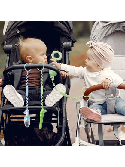3pcs Silicone Adjustable Baby Stroller Toy Strap, Teether Toy And Cup Holder, Suitable For Strollers, High Chairs And Car Seats