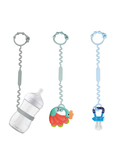 3pcs Silicone Adjustable Baby Stroller Toy Strap, Teether Toy And Cup Holder, Suitable For Strollers, High Chairs And Car Seats