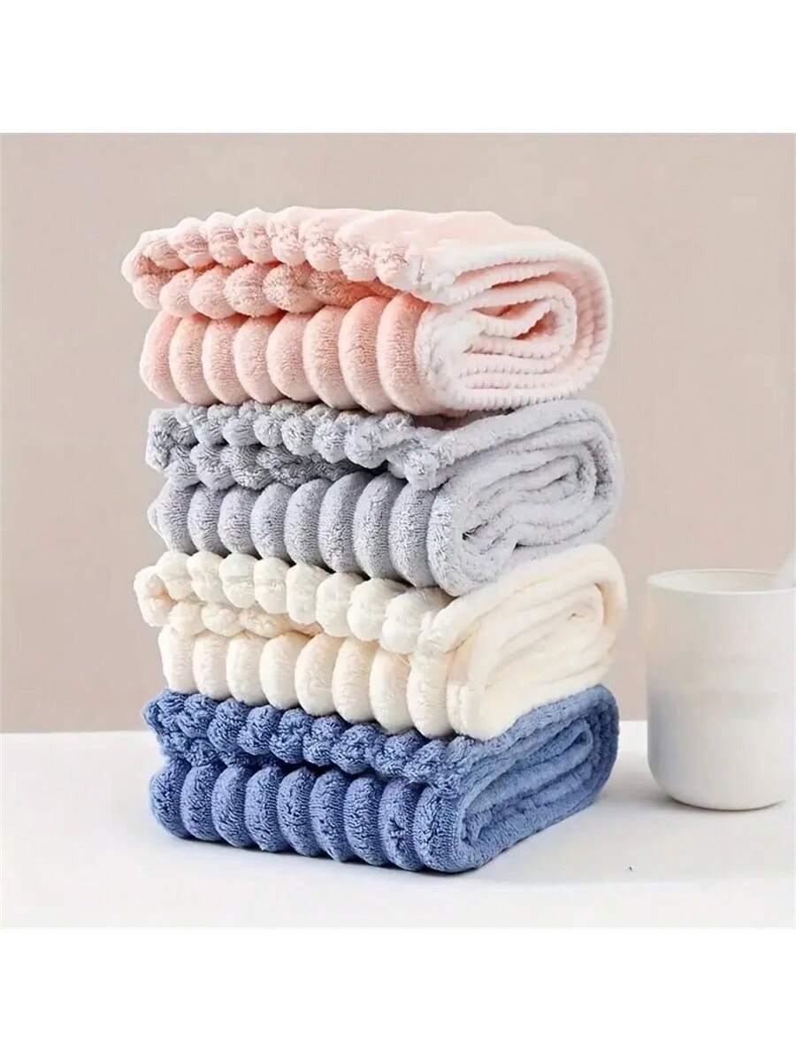 3pcs Striped Quick-Dry Hair Towels, Soft Headband For Women, Suitable For Long & Short Hair, Super Absorbent, Soft & Comfortable, Effectively Smoothens Frizzy Hair, Daily Essential Towel Gift, Bathroo
