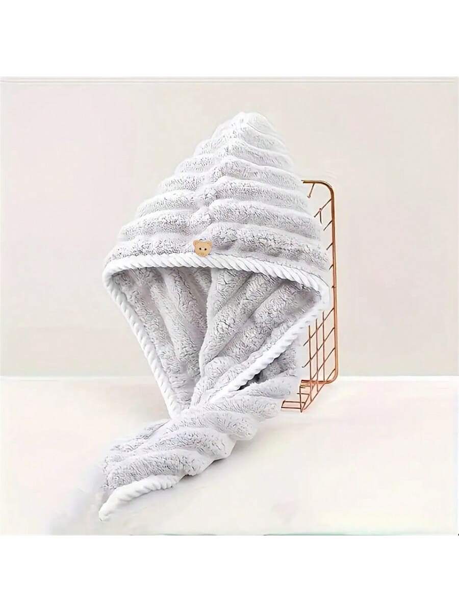 3pcs Striped Quick-Dry Hair Towels, Soft Headband For Women, Suitable For Long & Short Hair, Super Absorbent, Soft & Comfortable, Effectively Smoothens Frizzy Hair, Daily Essential Towel Gift, Bathroo