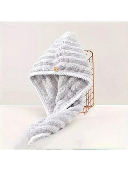 3pcs Striped Quick-Dry Hair Towels, Soft Headband For Women, Suitable For Long & Short Hair, Super Absorbent, Soft & Comfortable, Effectively Smoothens Frizzy Hair, Daily Essential Towel Gift, Bathroo