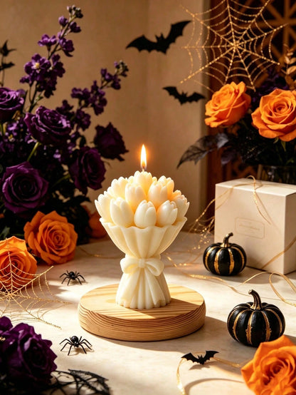 3pcs Tulip Bouquet Shaped Soy Wax Candles, Exquisite Bouquet Gift Box, Suitable For Birthday Gifts, Home Decor; Back To School, Valentine's Day, Mother's Day Gift Options, Also Applicable For Indoor D