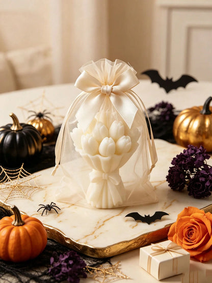 3pcs Tulip Bouquet Shaped Soy Wax Candles, Exquisite Bouquet Gift Box, Suitable For Birthday Gifts, Home Decor; Back To School, Valentine's Day, Mother's Day Gift Options, Also Applicable For Indoor D