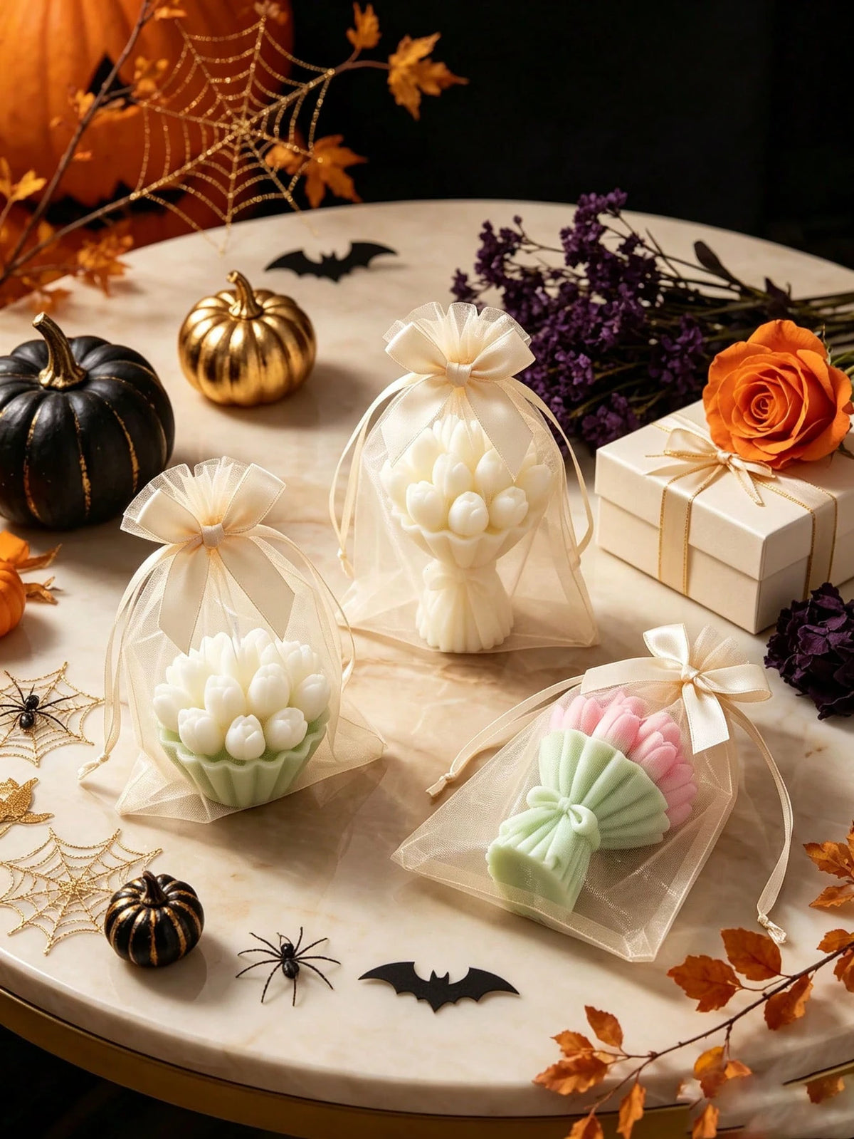 3pcs Tulip Bouquet Shaped Soy Wax Candles, Exquisite Bouquet Gift Box, Suitable For Birthday Gifts, Home Decor; Back To School, Valentine's Day, Mother's Day Gift Options, Also Applicable For Indoor D