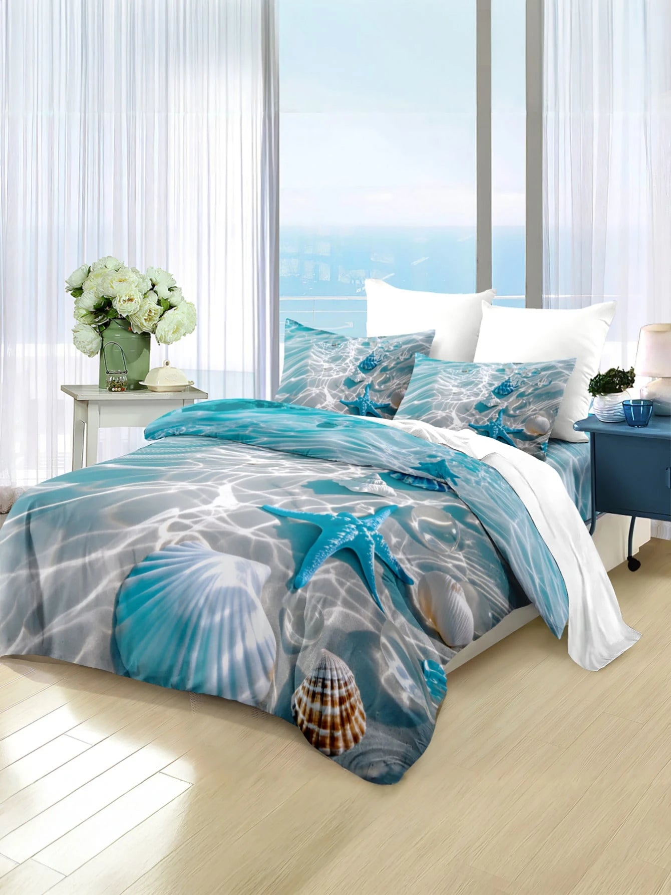 3pcs Turtle Pattern Bedding Set, Soft & Comfortable Duvet Cover, Suitable For Bedroom, Guest Room (1 Duvet Cover + 2 Pillow Shams, Excluding Inserts)