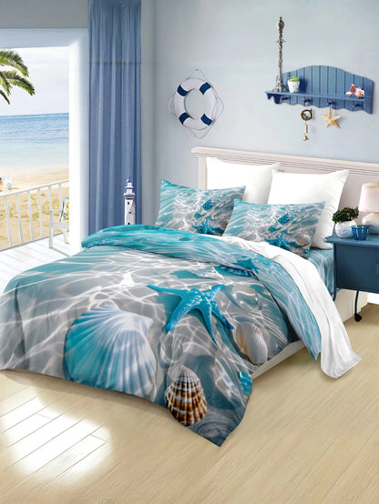 3pcs Turtle Pattern Bedding Set, Soft & Comfortable Duvet Cover, Suitable For Bedroom, Guest Room (1 Duvet Cover + 2 Pillow Shams, Excluding Inserts)