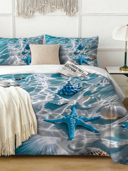 3pcs Turtle Pattern Bedding Set, Soft & Comfortable Duvet Cover, Suitable For Bedroom, Guest Room (1 Duvet Cover + 2 Pillow Shams, Excluding Inserts)