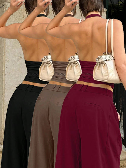 3pcs Women's Casual Sexy Versatile Ribbed Spaghetti Strap Camisole Set, Spring/Summer, Everyday Wear