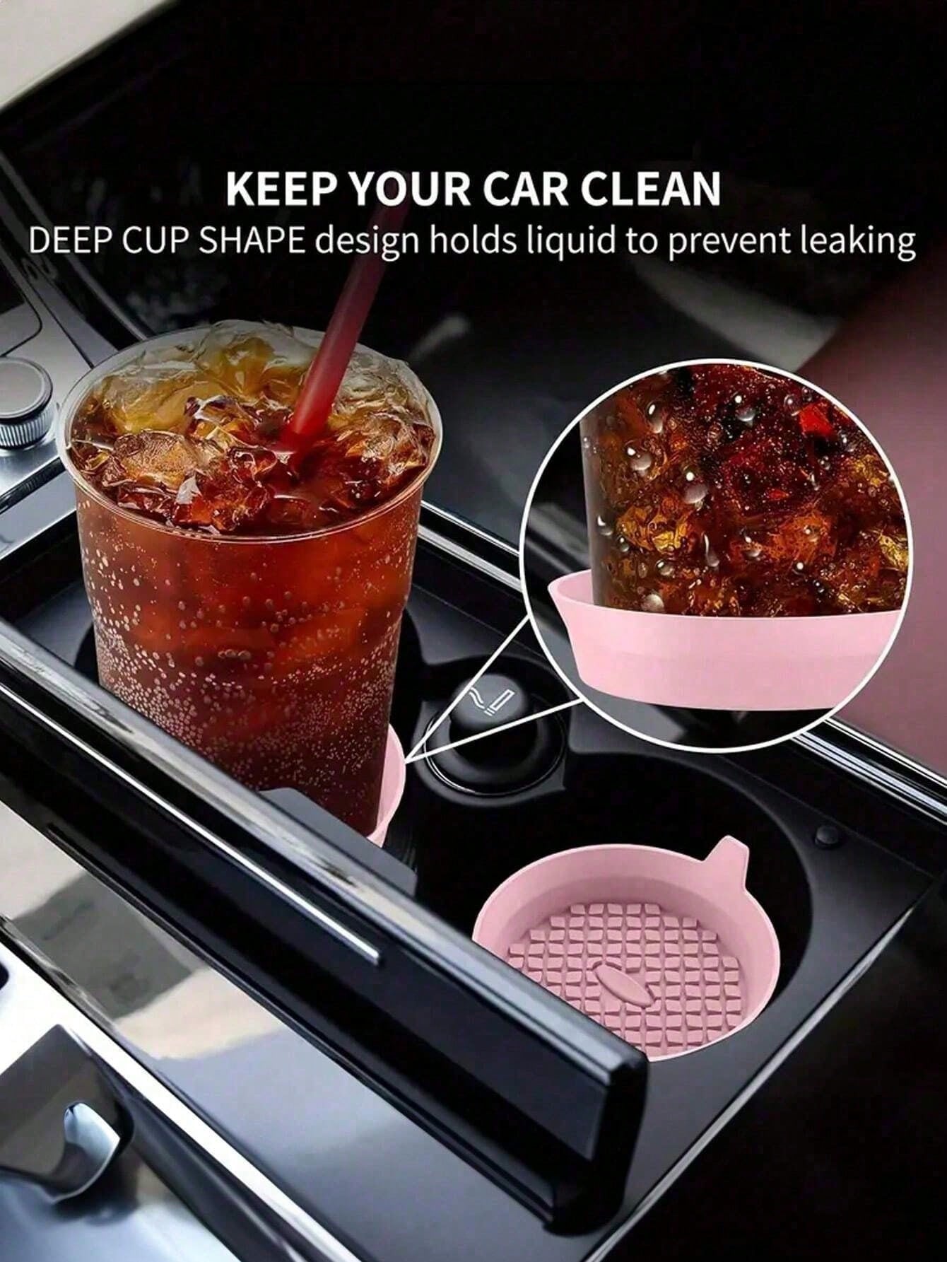 4/1 Car Coasters, Shiny Cup Holder Insert Coasters, Universal Car Non-Slip Cup Holder Inlaid Decorative Silicone Coasters, Car Interior Accessory Mats, 8cm/3.1-Inch Soft Crystal Rhinestone Rubber Mat