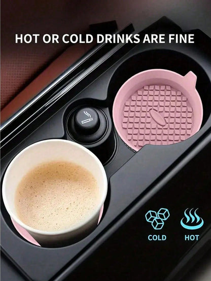 4/1 Car Coasters, Shiny Cup Holder Insert Coasters, Universal Car Non-Slip Cup Holder Inlaid Decorative Silicone Coasters, Car Interior Accessory Mats, 8cm/3.1-Inch Soft Crystal Rhinestone Rubber Mat