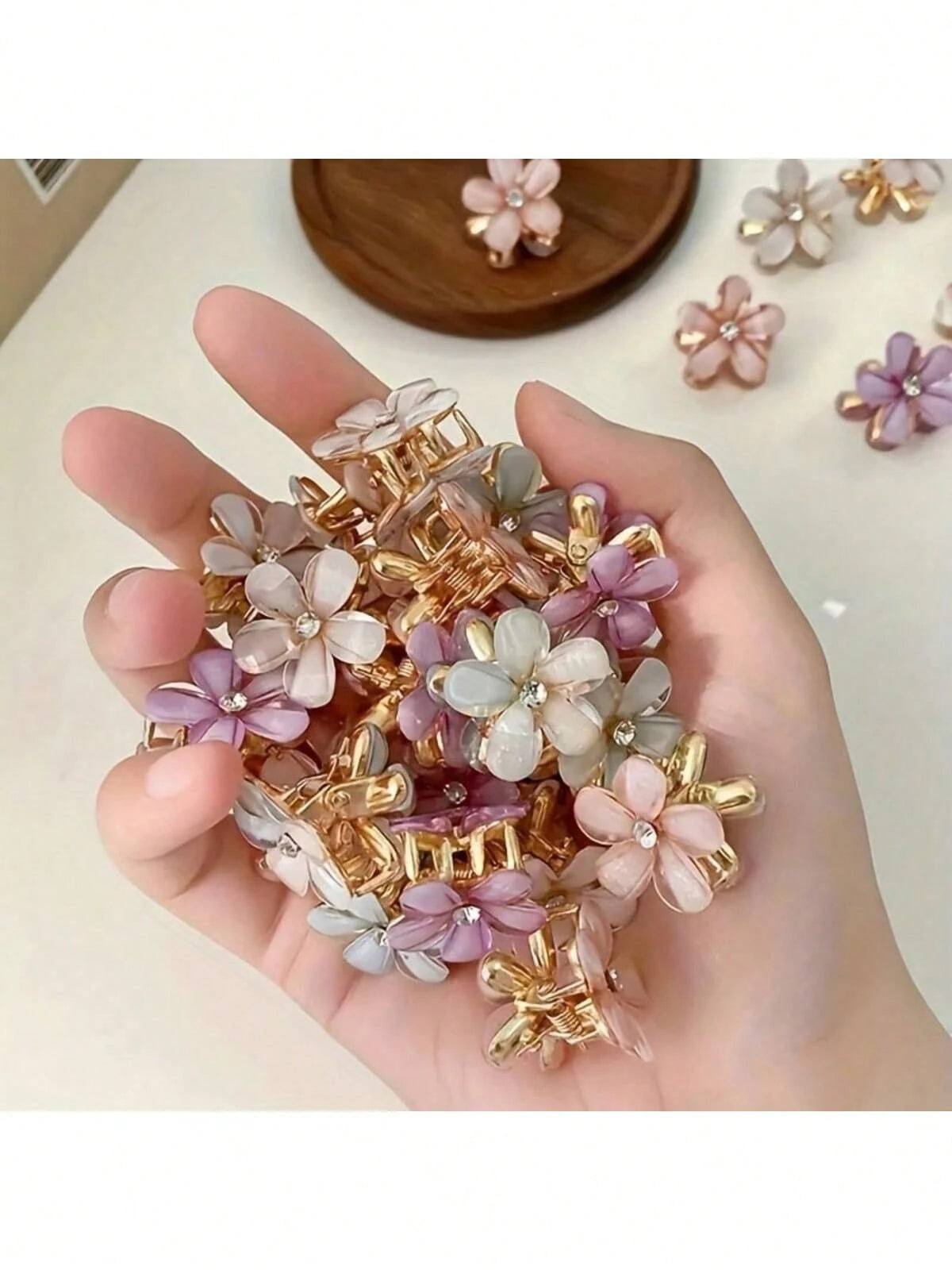 4/12/20pcs Set Exquisite Shiny Mini Colorful Sweetheart Flower Hair Clips, Princess Style Hair Pins, Fashion Hair Accessories. Suitable For Women's Daily Wear, Also For Party, Holiday Styling, Ideal G