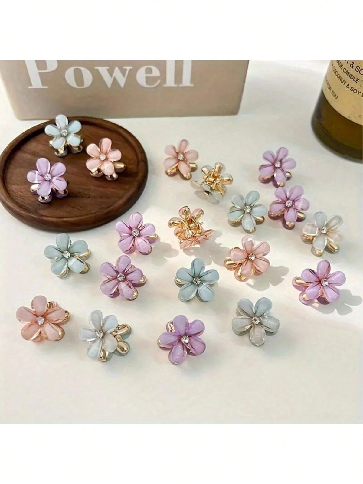 4/12/20pcs Set Exquisite Shiny Mini Colorful Sweetheart Flower Hair Clips, Princess Style Hair Pins, Fashion Hair Accessories. Suitable For Women's Daily Wear, Also For Party, Holiday Styling, Ideal G