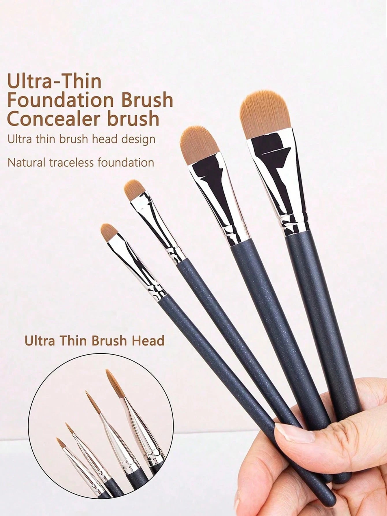 4/2/1pcsSet Upgraded Flat Circular Ultra-Thin Concealer Foundation Makeup Brushes,For Professional Liquid Foundation And Concealer Contouring Portable Multi-Functional Makeup Brush For Face: Foundatio