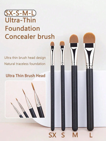 4/2/1pcsSet Upgraded Flat Circular Ultra-Thin Concealer Foundation Makeup Brushes,For Professional Liquid Foundation And Concealer Contouring Portable Multi-Functional Makeup Brush For Face: Foundatio