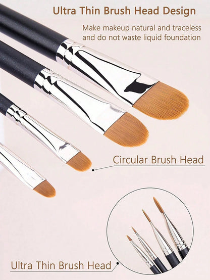 4/2/1pcsSet Upgraded Flat Circular Ultra-Thin Concealer Foundation Makeup Brushes,For Professional Liquid Foundation And Concealer Contouring Portable Multi-Functional Makeup Brush For Face: Foundatio