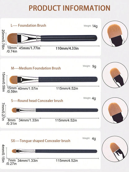 4/2/1pcsSet Upgraded Flat Circular Ultra-Thin Concealer Foundation Makeup Brushes,For Professional Liquid Foundation And Concealer Contouring Portable Multi-Functional Makeup Brush For Face: Foundatio