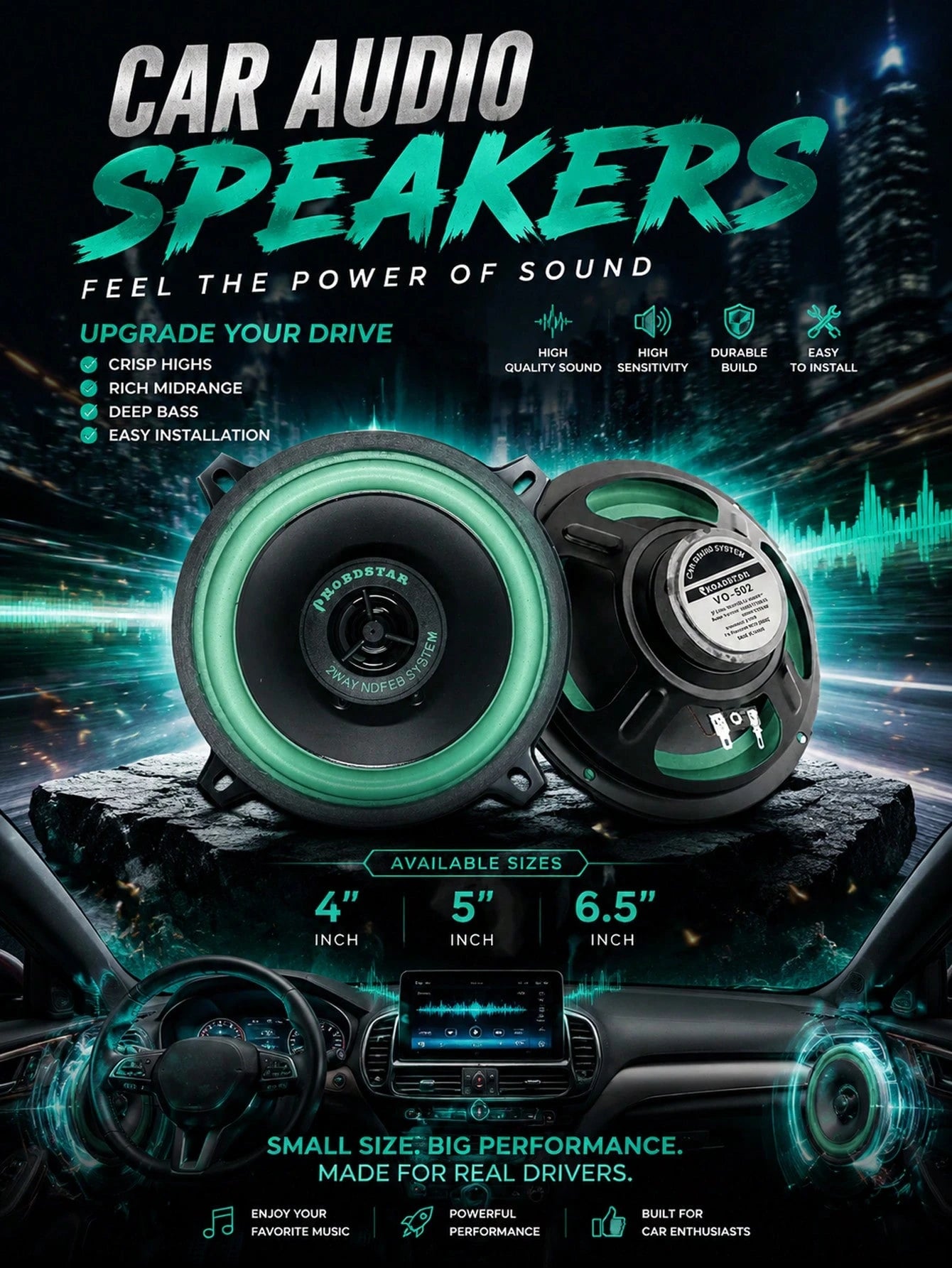 4/5/6.5inch 2 Way Car Audio Speaker Car Tuning Audio Speaker Heavy Mid-Bass Ultra-Thin Modified Speaker Horn Full Range Frequency Automotive Loudspeaker For Vehicle Sound System