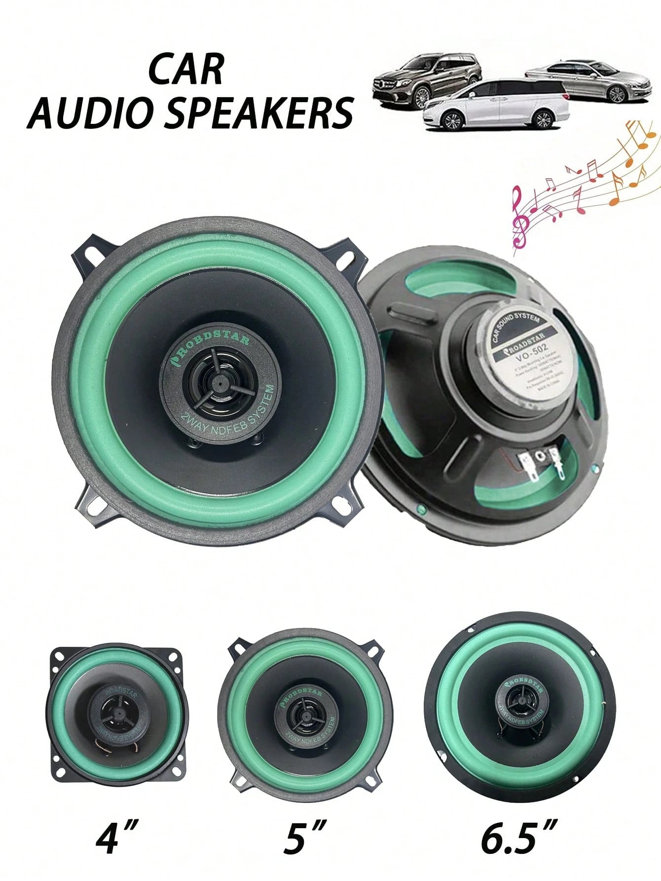 4/5/6.5inch 2 Way Car Audio Speaker Car Tuning Audio Speaker Heavy Mid-Bass Ultra-Thin Modified Speaker Horn Full Range Frequency Automotive Loudspeaker For Vehicle Sound System