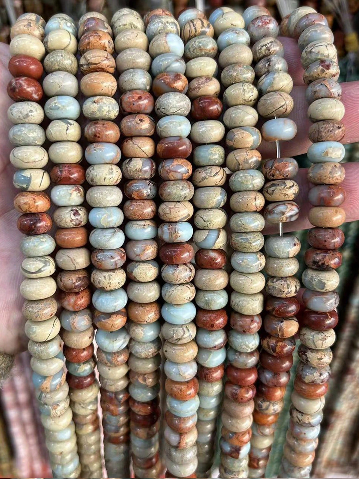 4/6/8/10mm Natural Serpentinite Light Brown Round Beads- Multi-Color Marble Texture Earth Tone, Handmade Loose Beads, Suitable For Jewelry Making, Such As Bracelet And Necklace DIY Accessories, DIY B