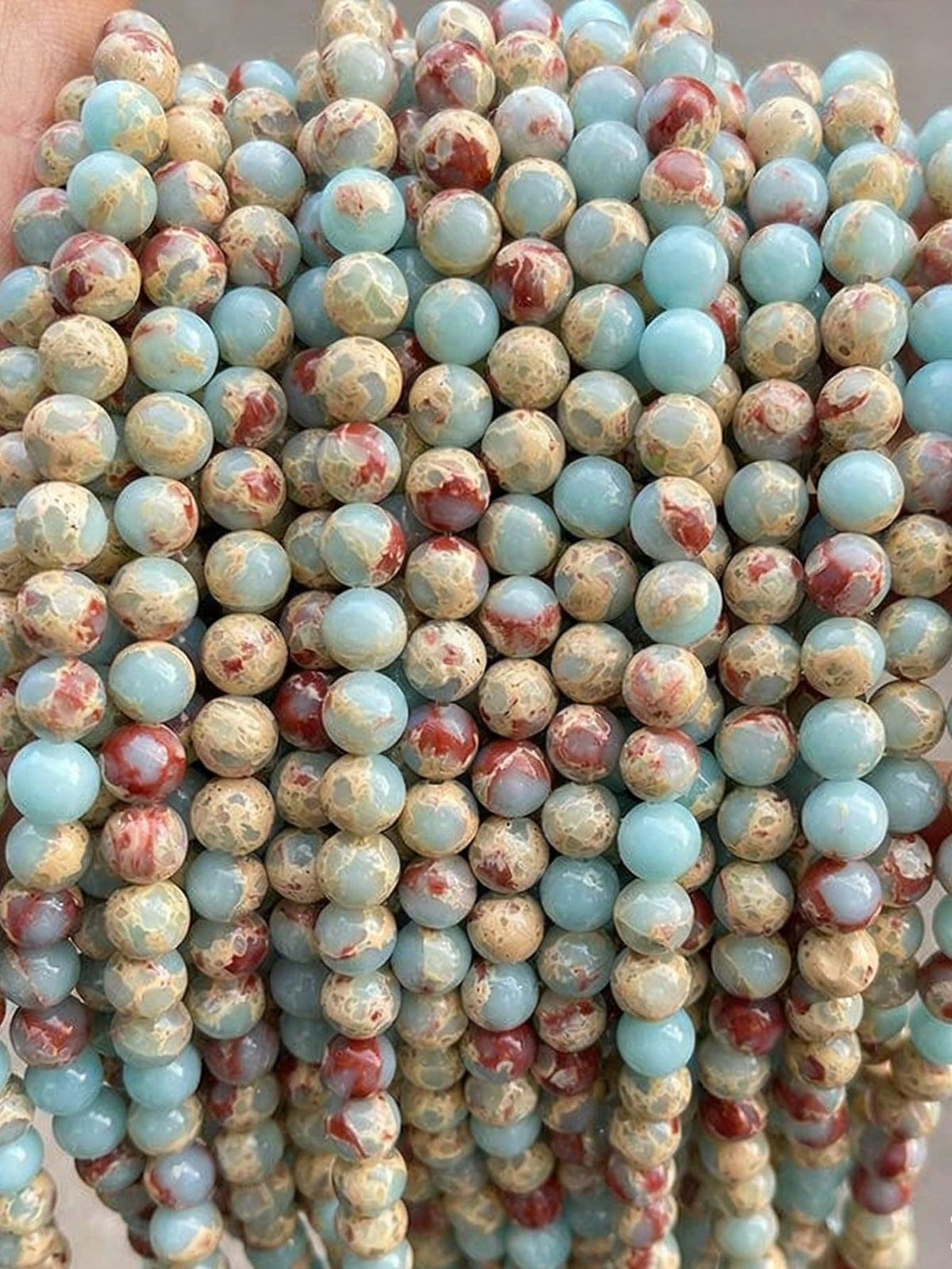 4/6/8/10mm Natural Serpentinite Light Brown Round Beads- Multi-Color Marble Texture Earth Tone, Handmade Loose Beads, Suitable For Jewelry Making, Such As Bracelet And Necklace DIY Accessories, DIY B