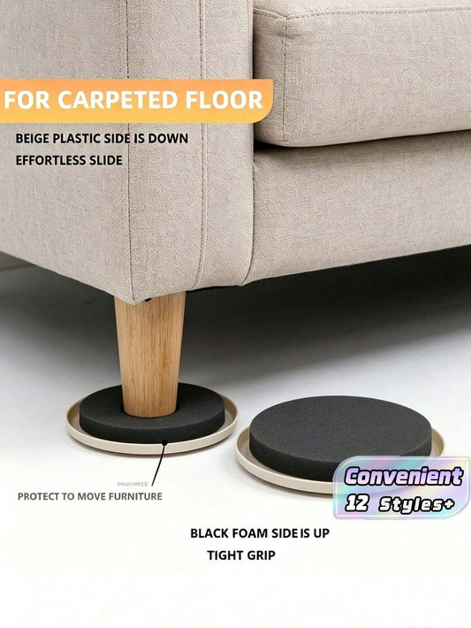 4/8/12/16pcs Furniture Sliders, Plastic Chair Leg Glides, 3.5-Inch Heavy Duty Moving Pad, Chair Leg Floor Protectors, Hardwood Floor Pads, Reusable Round Gliders,Easily Move Various Heavy Furniture,3