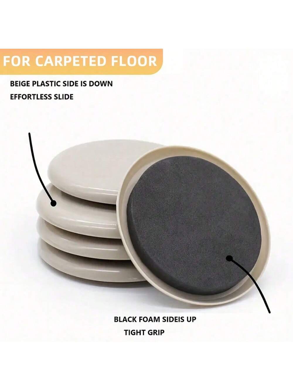 4/8/12/16pcs Furniture Sliders, Plastic Chair Leg Glides, 3.5-Inch Heavy Duty Moving Pad, Chair Leg Floor Protectors, Hardwood Floor Pads, Reusable Round Gliders,Easily Move Various Heavy Furniture,3