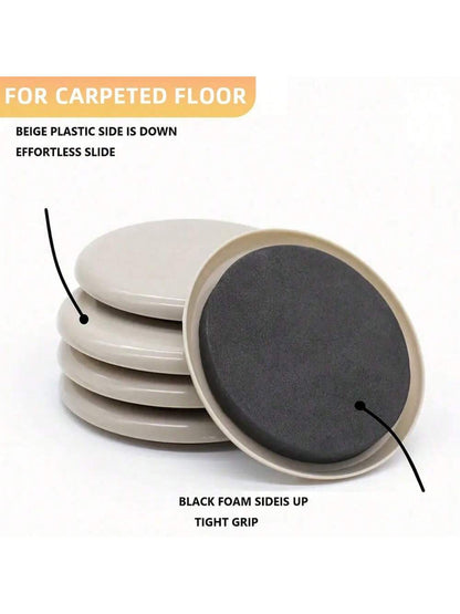 4/8/12/16pcs Furniture Sliders, Plastic Chair Leg Glides, 3.5-Inch Heavy Duty Moving Pad, Chair Leg Floor Protectors, Hardwood Floor Pads, Reusable Round Gliders,Easily Move Various Heavy Furniture,3