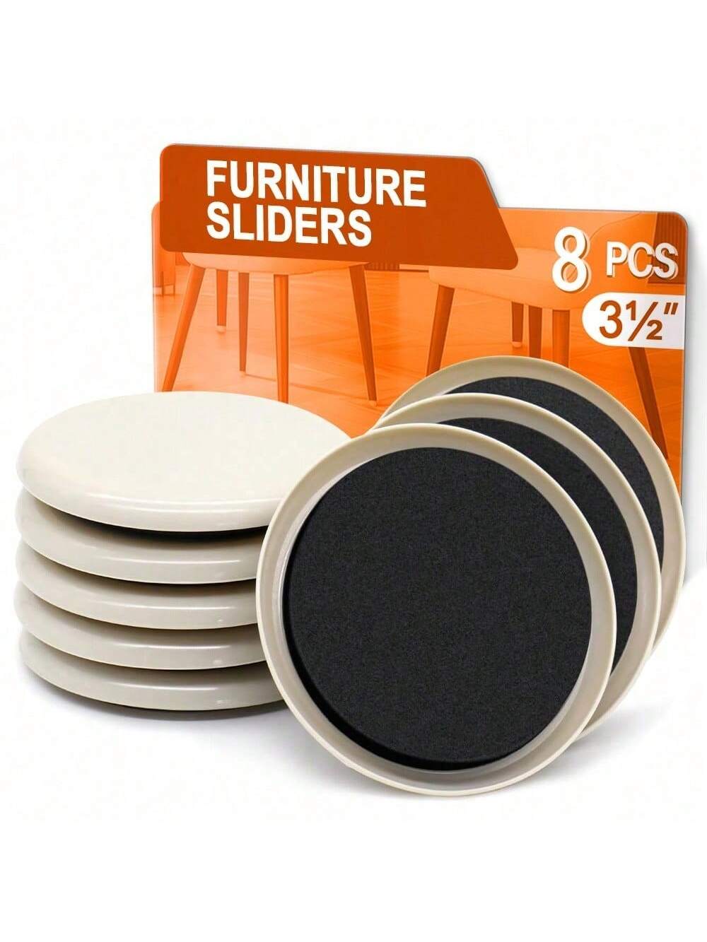 4/8/12/16pcs Furniture Sliders, Plastic Chair Leg Glides, 3.5-Inch Heavy Duty Moving Pad, Chair Leg Floor Protectors, Hardwood Floor Pads, Reusable Round Gliders,Easily Move Various Heavy Furniture,3