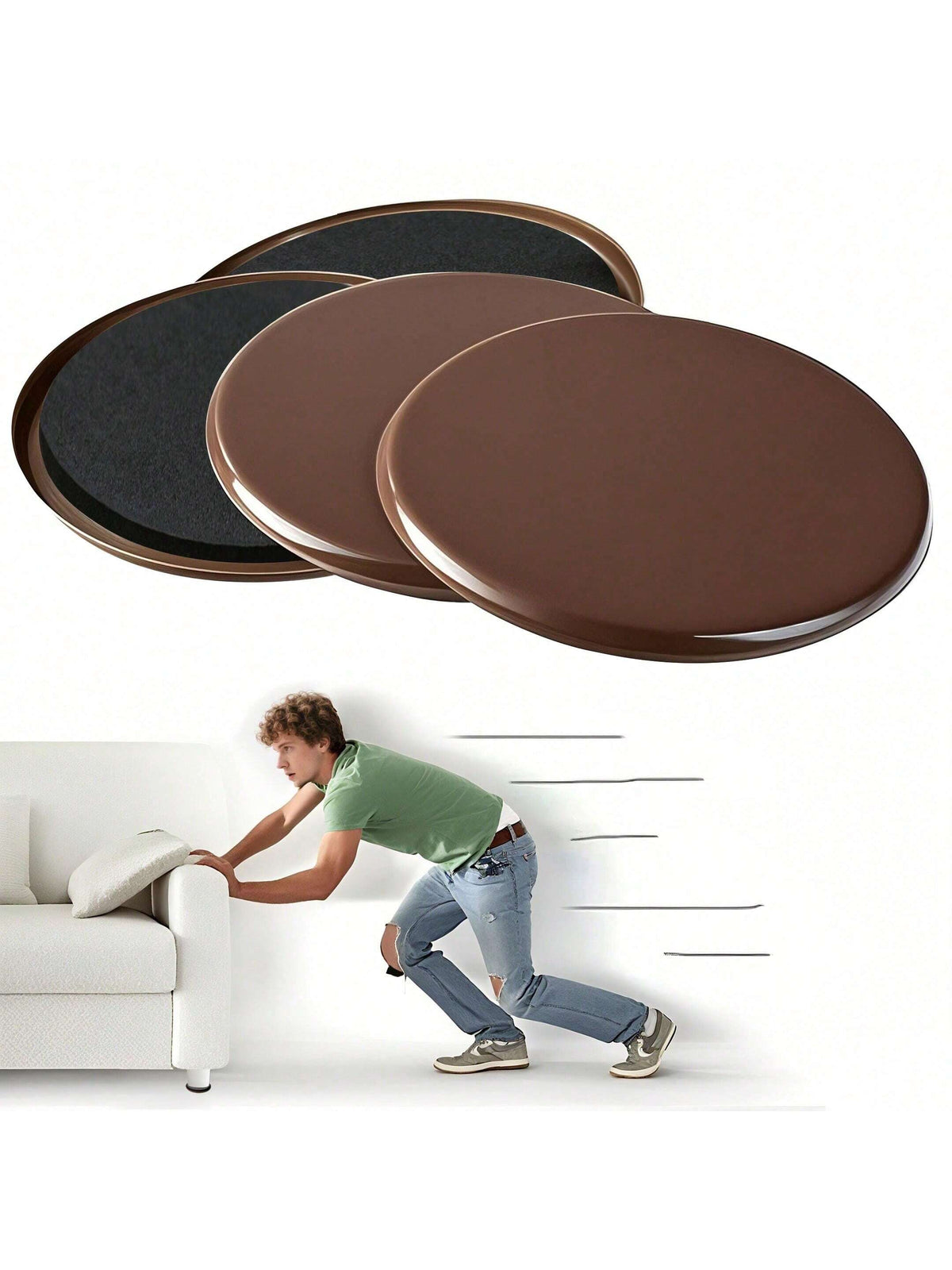 4/8/12/16pcs Furniture Sliders, Plastic Chair Leg Glides, 3.5-Inch Heavy Duty Moving Pad, Chair Leg Floor Protectors, Hardwood Floor Pads, Reusable Round Gliders,Easily Move Various Heavy Furniture,3