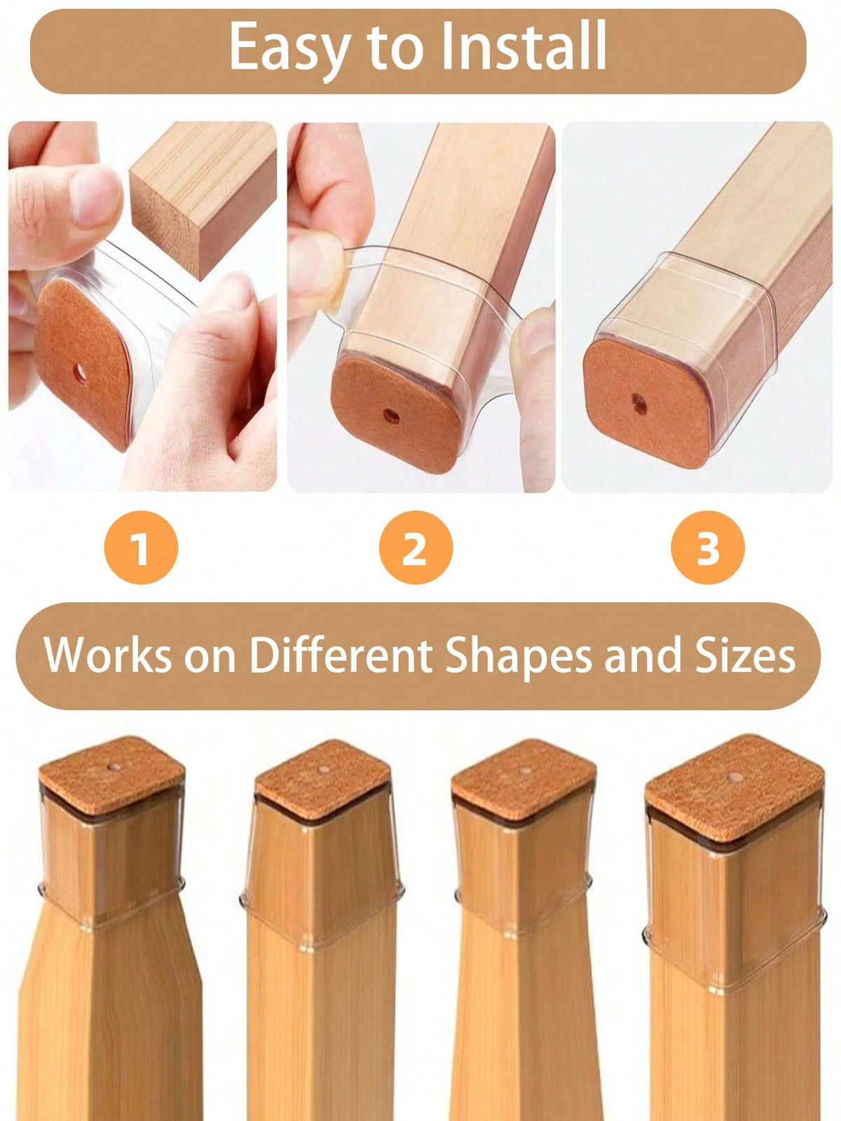 4/8/16/24pcs Rectangular Chair Leg Floor Protectors, Suitable For Hardwood Floors Furniture Pads, Chair Leg Furniture Glides, Silicone Chair Leg Caps, Prevent Floor Scratches And Reduce Noise, Suitabl