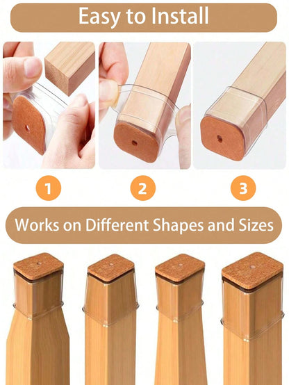 4/8/16/24pcs Rectangular Chair Leg Floor Protectors, Suitable For Hardwood Floors Furniture Pads, Chair Leg Furniture Glides, Silicone Chair Leg Caps, Prevent Floor Scratches And Reduce Noise, Suitabl