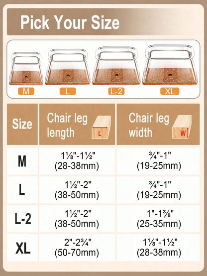 4/8/16/24pcs Rectangular Chair Leg Floor Protectors, Suitable For Hardwood Floors Furniture Pads, Chair Leg Furniture Glides, Silicone Chair Leg Caps, Prevent Floor Scratches And Reduce Noise, Suitabl