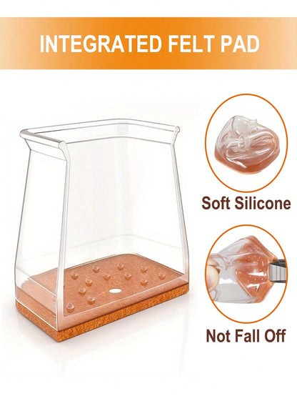 4/8/16/24pcs Thickened Silicone Furniture Leg Pads- Transparent Chair Leg Covers, Noise Reduction, Shock Absorption, Floor Protection, Durable Furniture Sliders, Suitable For Tables, Chairs, Sofas, C