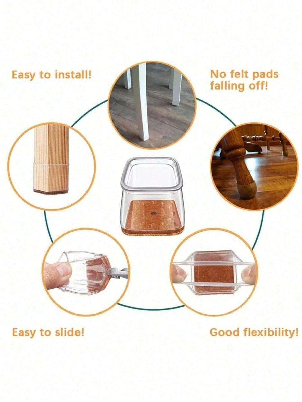4/8/16/24pcs Thickened Silicone Furniture Leg Pads- Transparent Chair Leg Covers, Noise Reduction, Shock Absorption, Floor Protection, Durable Furniture Sliders, Suitable For Tables, Chairs, Sofas, C