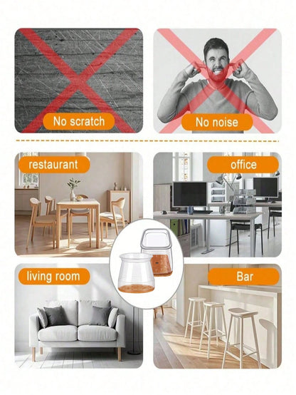 4/8/16/24pcs Thickened Silicone Furniture Leg Pads- Transparent Chair Leg Covers, Noise Reduction, Shock Absorption, Floor Protection, Durable Furniture Sliders, Suitable For Tables, Chairs, Sofas, C