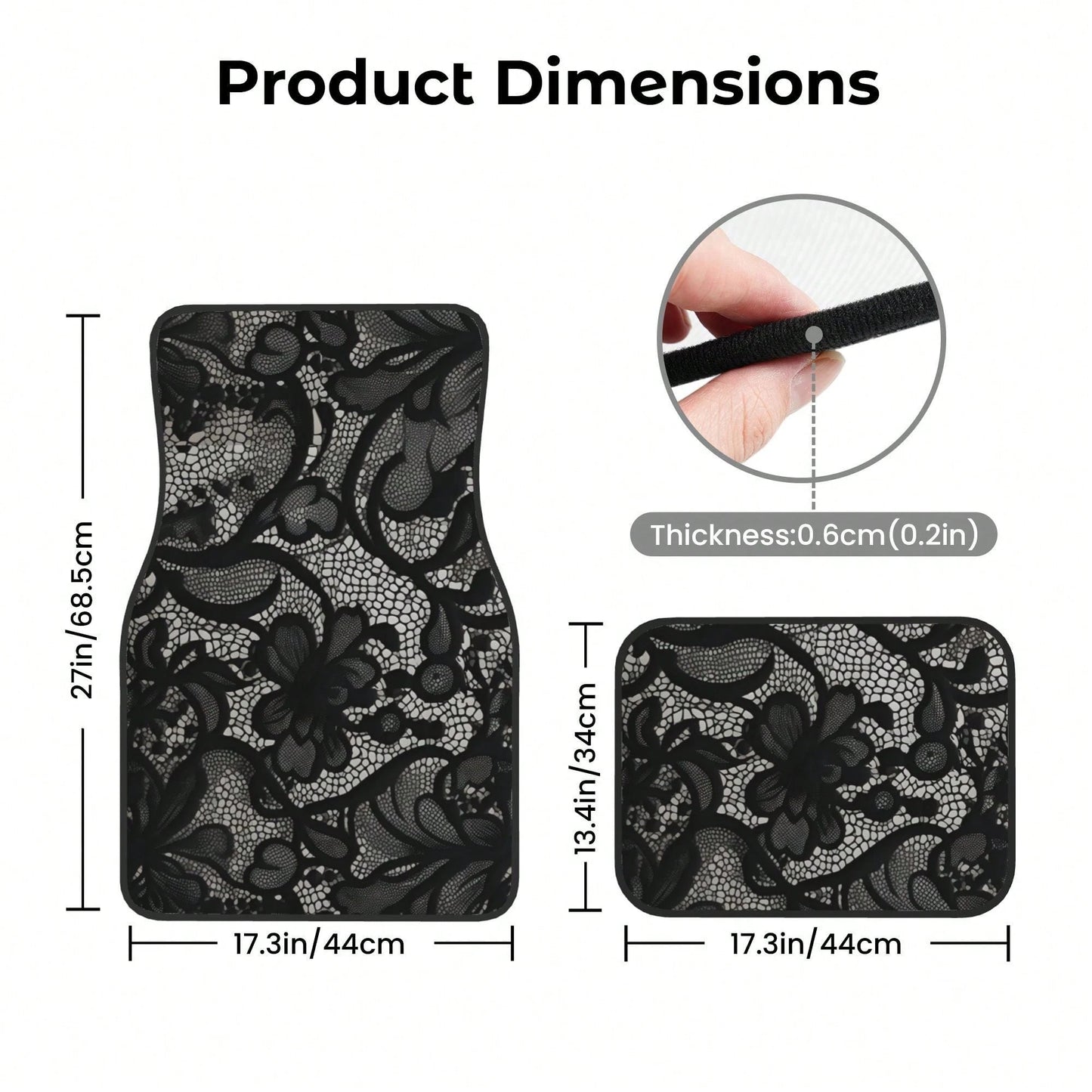 4-Piece Black Lace Pattern Car Floor Mat| Stylish, Easy-To-Clean, Versatile, Suitable For All Models, Durable Polyester Fiber, Long-Lasting Protection, Enhancing Driving Pleasure, Making It The Perfe