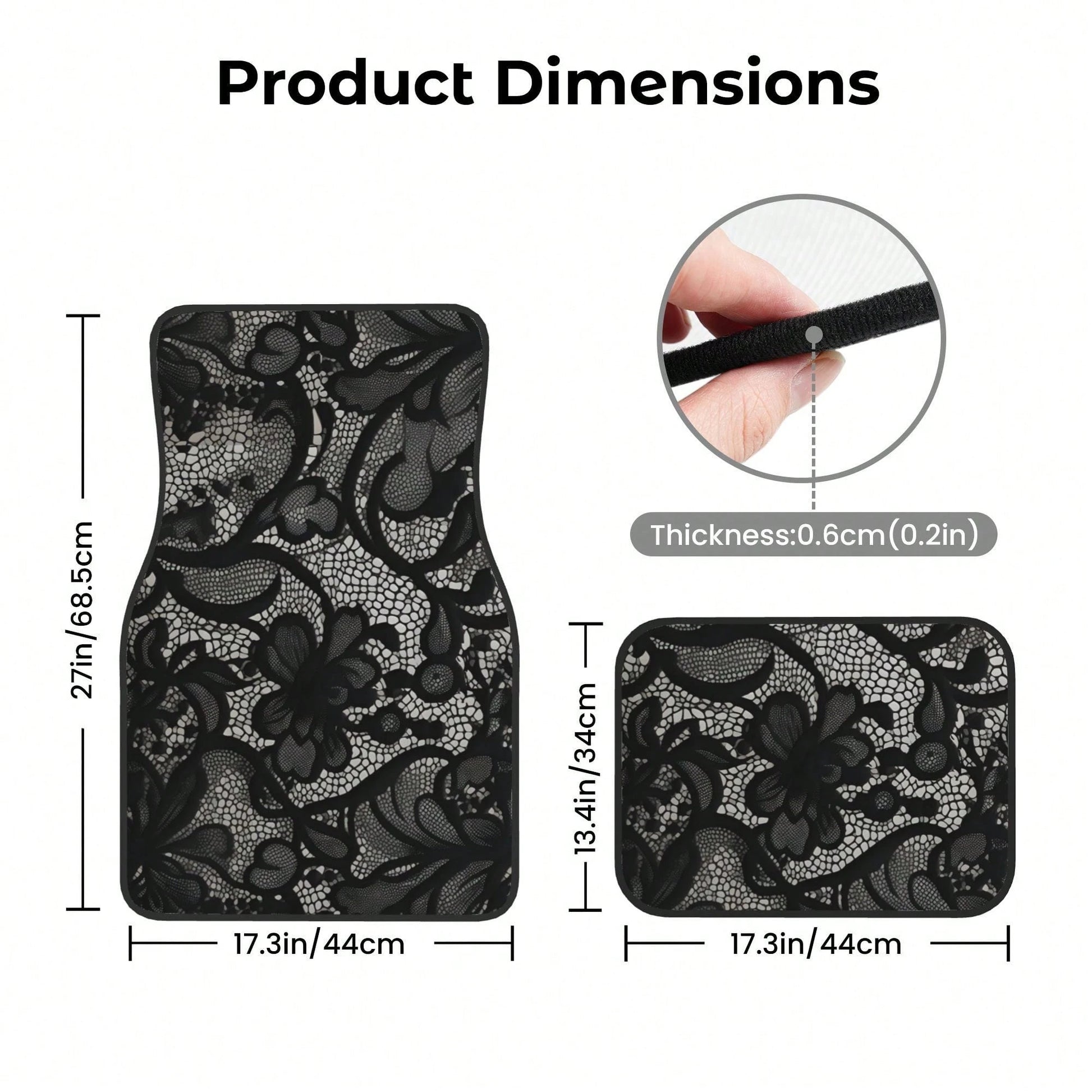 4-Piece Black Lace Pattern Car Floor Mat| Stylish, Easy-To-Clean, Versatile, Suitable For All Models, Durable Polyester Fiber, Long-Lasting Protection, Enhancing Driving Pleasure, Making It The Perfe