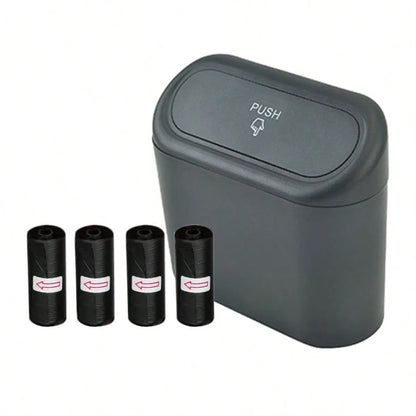 4-Roll Trash Bag Equipped Car Trash Can With Lid, Leak-Proof, Portable Hanging Car Garbage Bin, Suitable For Various Vehicle Models, Car Organizer