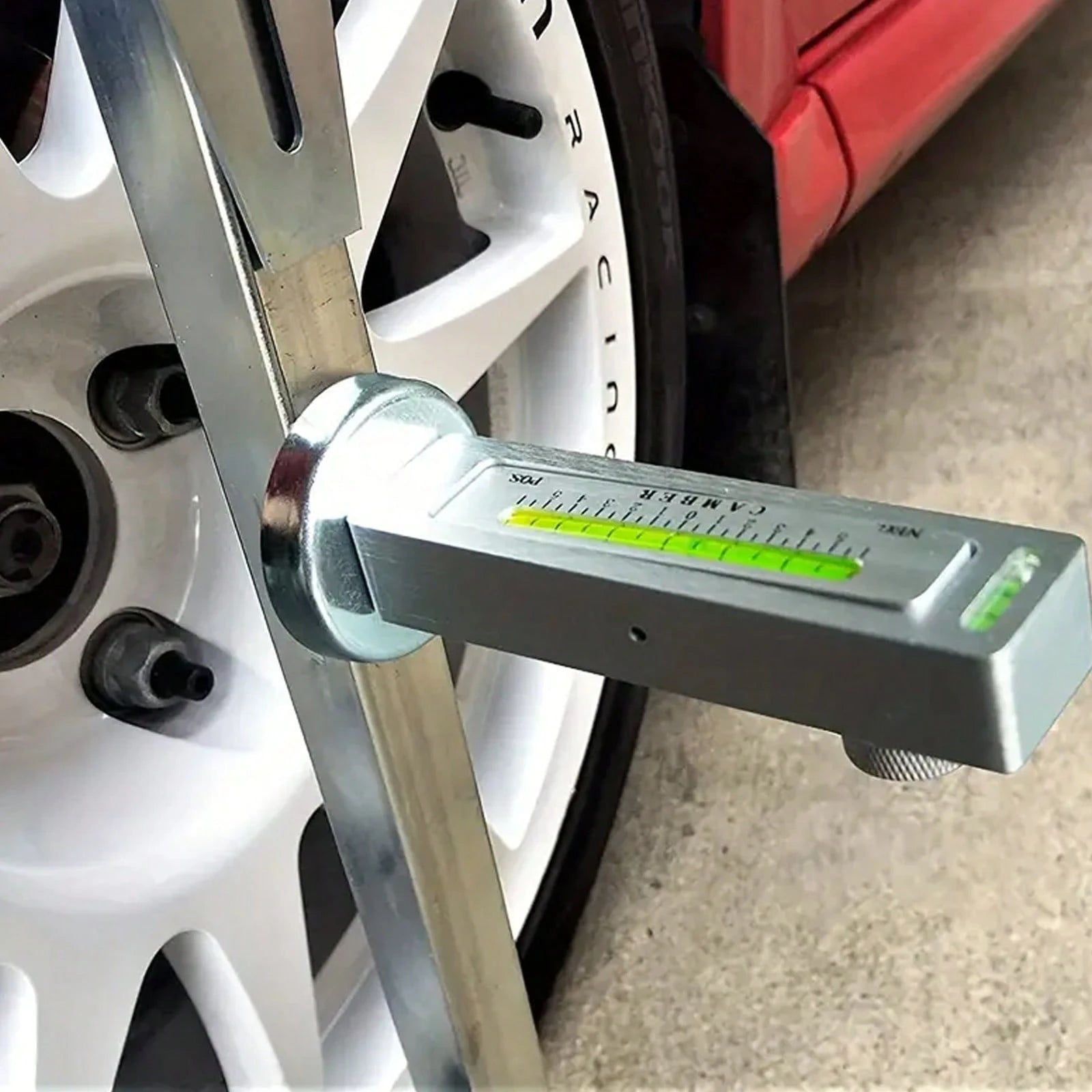4-Wheel Magnetic Alignment Tool – Green Bubble Level For Camber/Strut Adjustment| Durable Plastic Construction With Positioning Gauge| High-Quality Vehicle Maintenance Tool For DIY & Professional Us