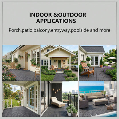 44 Pack 12"X12" Interlocking Deck Tiles, Plastic Waterproof Outdoor Flooring For Patio, Pool, Backyard, Balcony – All-Weather