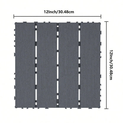 44 Pack 12"X12" Interlocking Deck Tiles, Plastic Waterproof Outdoor Flooring For Patio, Pool, Backyard, Balcony – All-Weather