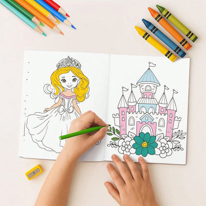 (44 Pages/140gsm/143g Per Book > Ama 130g) Children's Fun Coloring Book – Cute Princess, Unicorn And Mermaid Coloring Book, Suitable For 4–8 Year Old Girls – Easy To Color, With Magic Theme, Gift For
